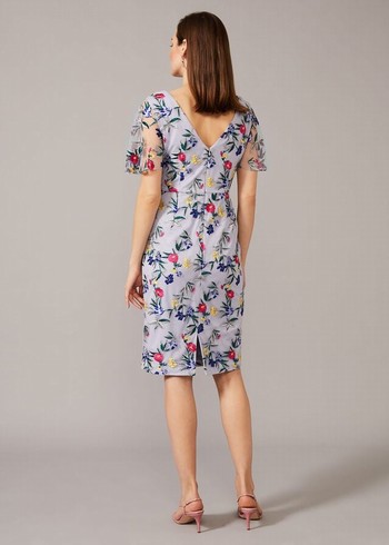 Phase Eight Lorie Floral Embroidered Dress Lavender USA | 2793860-XY